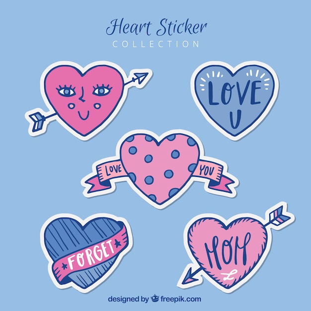 Hand-drawn heart sticker collection