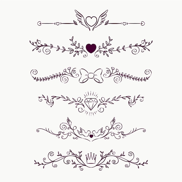 Free Vector hand drawn hearts border and frame design