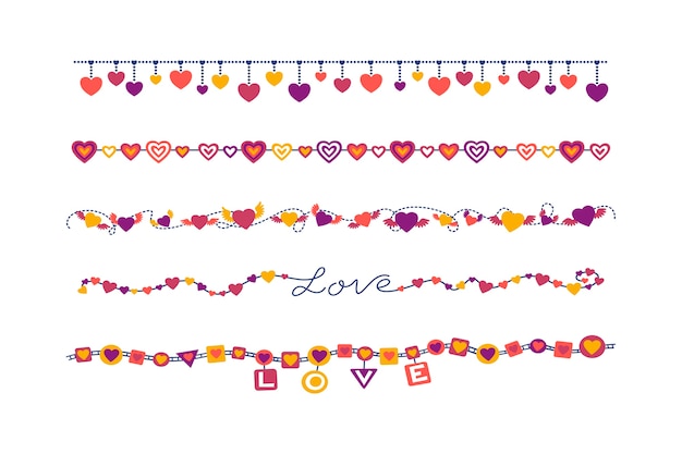 Free Vector hand drawn hearts border and frame design