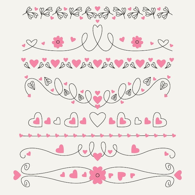 Free vector hand drawn hearts border and frame design