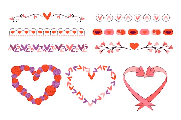 Free Vector hand drawn hearts border and frame design