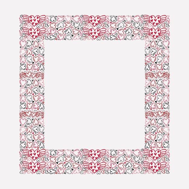 Free Vector hand drawn hearts border and frame