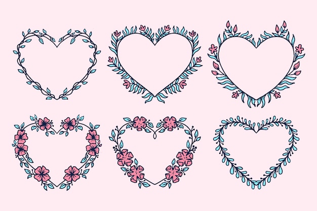 Free Vector hand drawn hearts border and frame