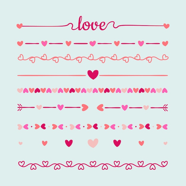 Hand drawn hearts borders