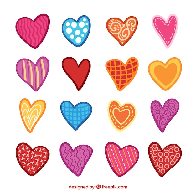 Free Vector hand drawn hearts collection