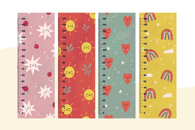 Hand drawn height meters collection illustrated