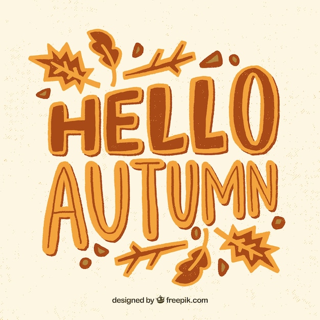 Hand drawn hello autumn background