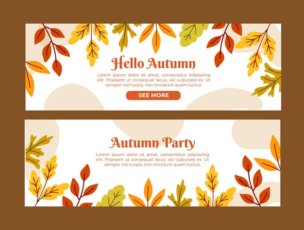 Hand drawn hello autumn banners