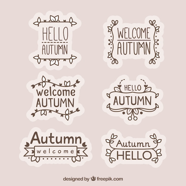 Free Vector hand drawn hello autumn label collection