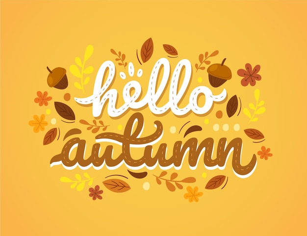 Free Vector hand drawn hello autumn lettering