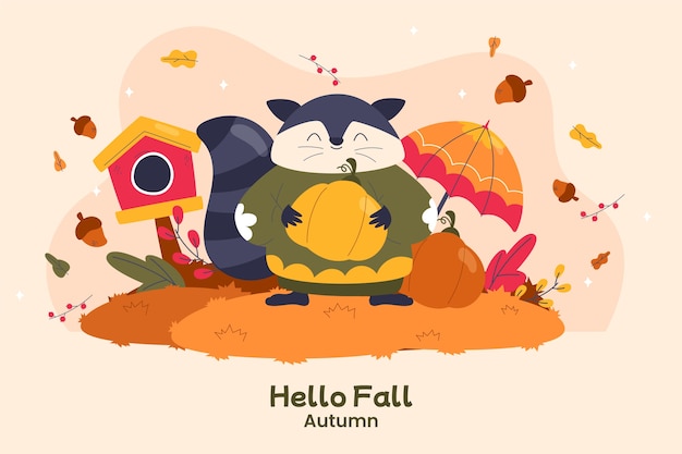 Free Vector hand drawn hello fall background for autumn