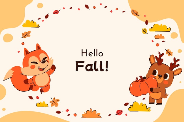 Hand drawn hello fall background for autumn