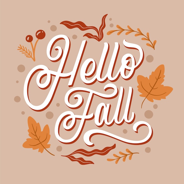 Hand drawn hello fall lettering for autumn celebration