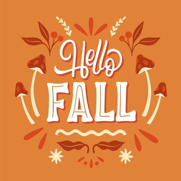 Hand drawn hello fall lettering for autumn celebration