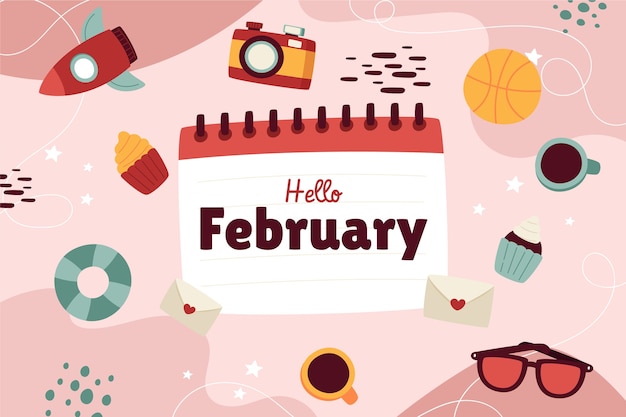 Free Vector hand drawn hello february background