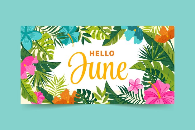 Hand drawn hello june banner