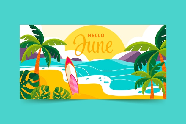 Hand drawn hello june banner