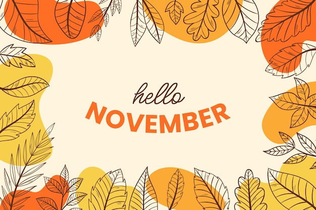 Free Vector hand drawn hello november banner template for autumn celebration