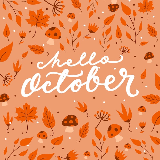 Free Vector hand drawn hello october lettering