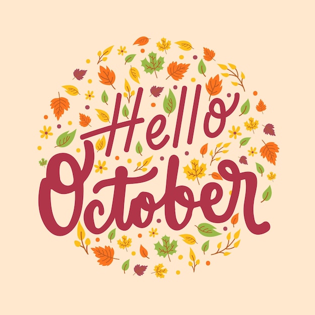 Free Vector hand drawn hello october lettering