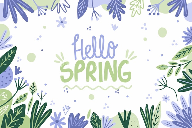 Hand drawn hello spring background