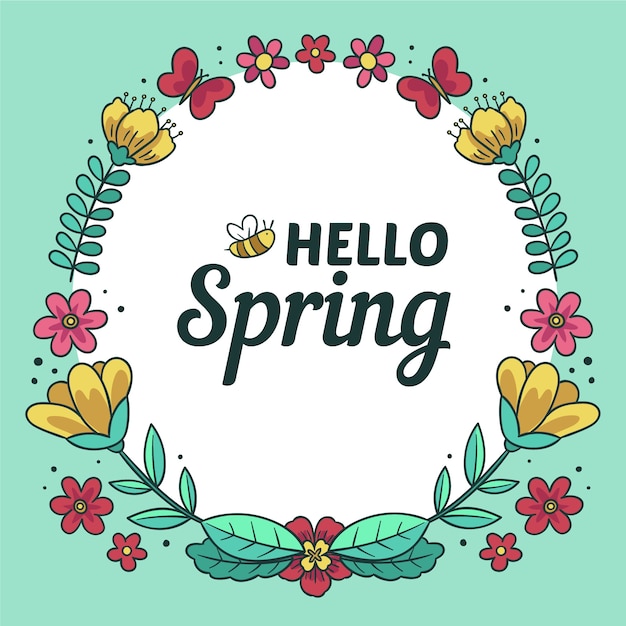 Hand-drawn hello spring banner