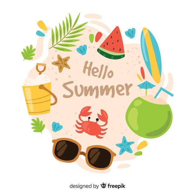 Hand drawn hello summer background