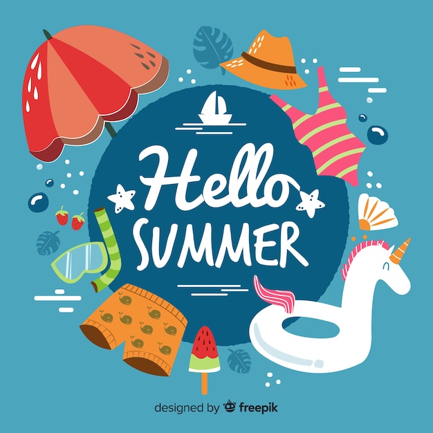 Hand drawn hello summer background