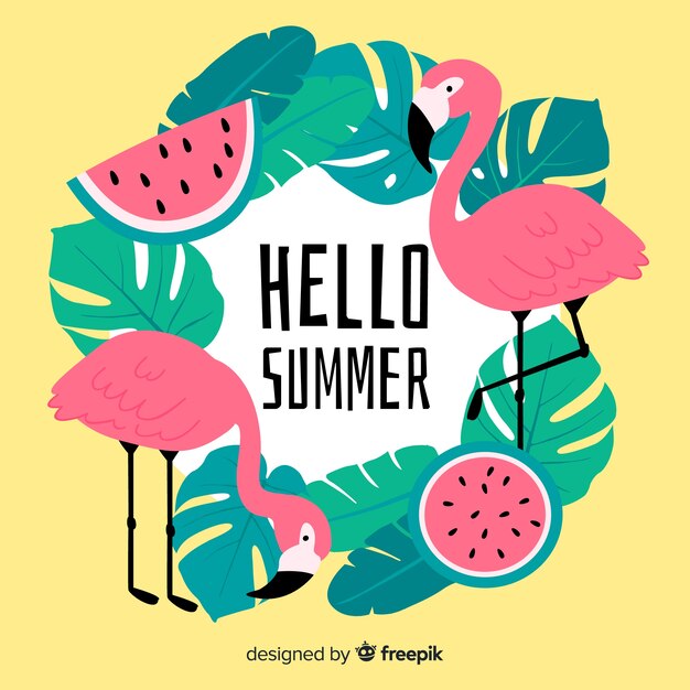 Hand drawn hello summer background