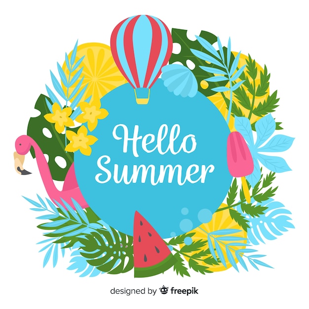 Hand drawn hello summer background