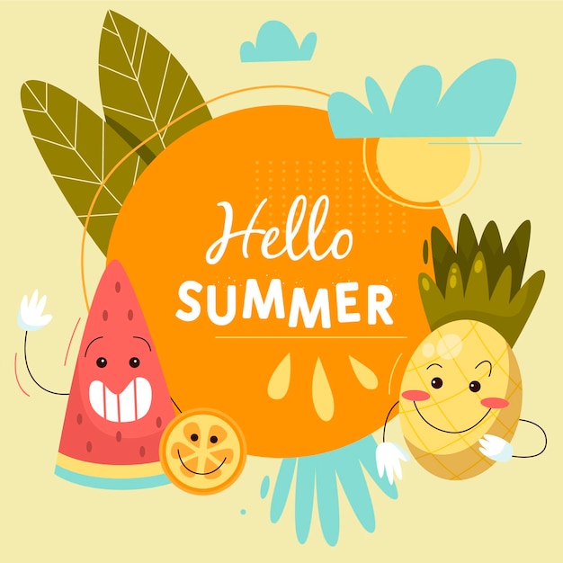 Free Vector hand drawn hello summer background