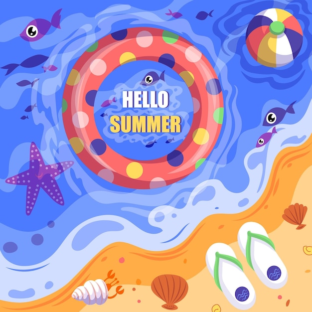 Hand drawn hello summer background