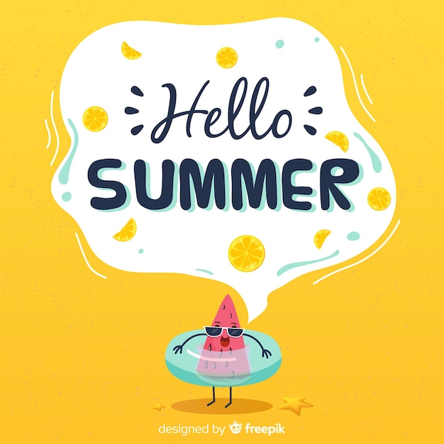 Hand drawn hello summer background