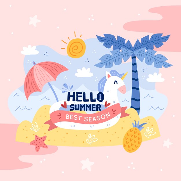 Hand-drawn hello summer concept