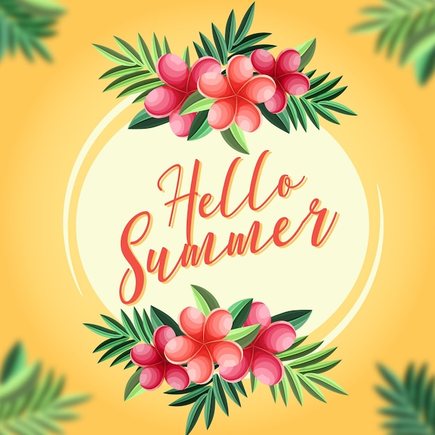 Hand drawn hello summer concept