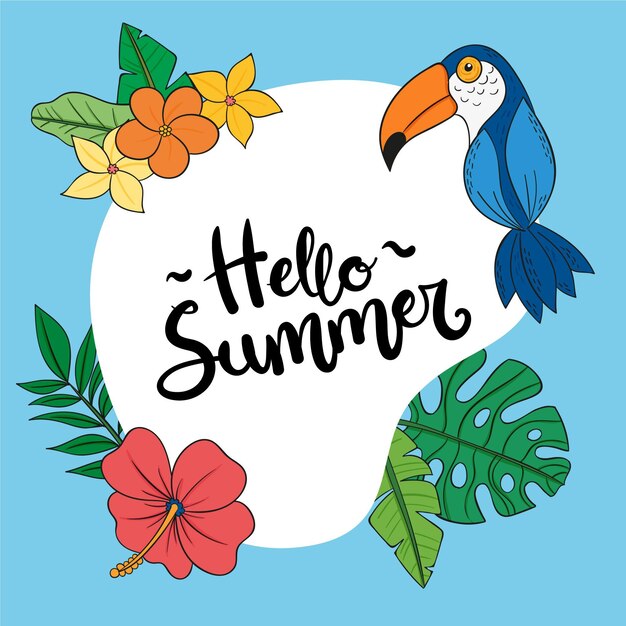 Hand drawn hello summer illustration