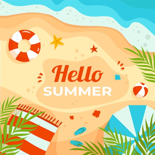 Hand drawn hello summer illustration