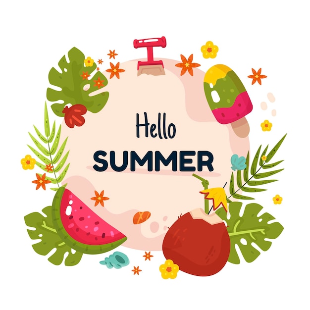 Free vector hand drawn hello summer illustration