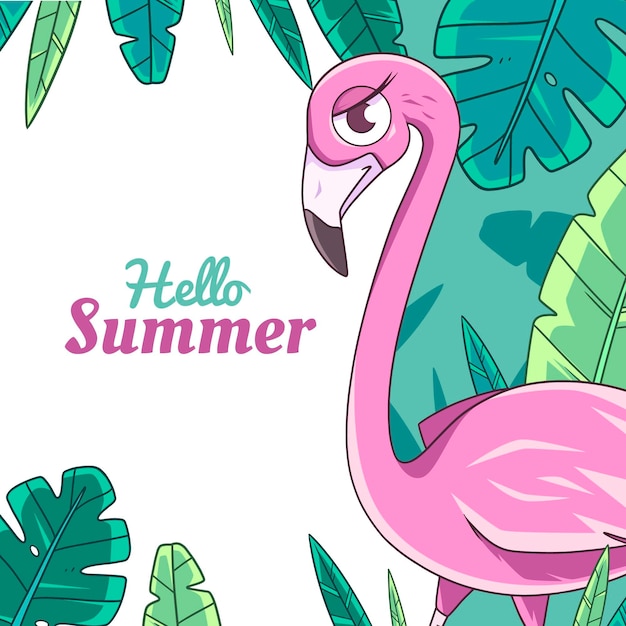 Hand drawn hello summer illustration