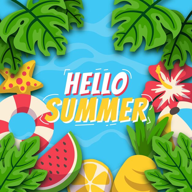 Free vector hand drawn hello summer illustration