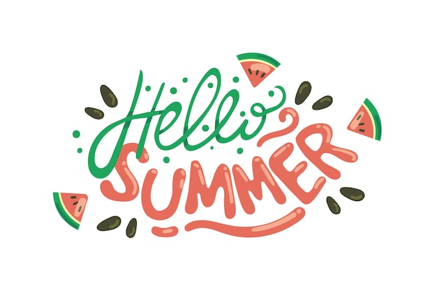 Hand drawn hello summer illustration