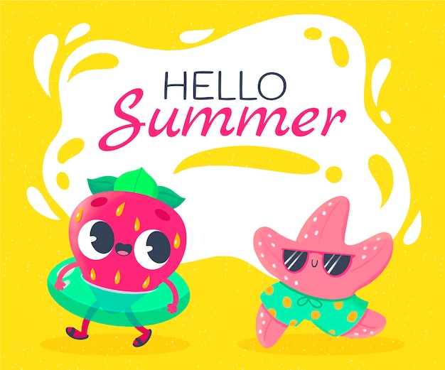 Hand drawn hello summer illustration