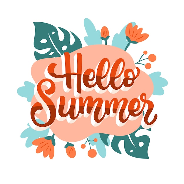 Free Vector hand drawn hello summer lettering