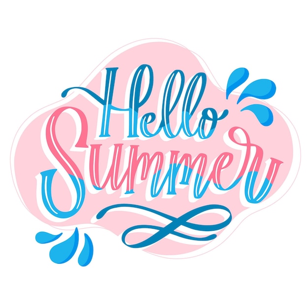 Hand drawn hello summer lettering