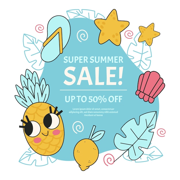 Free vector hand drawn hello summer sale illustration