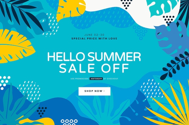 Hand drawn hello summer sale illustration