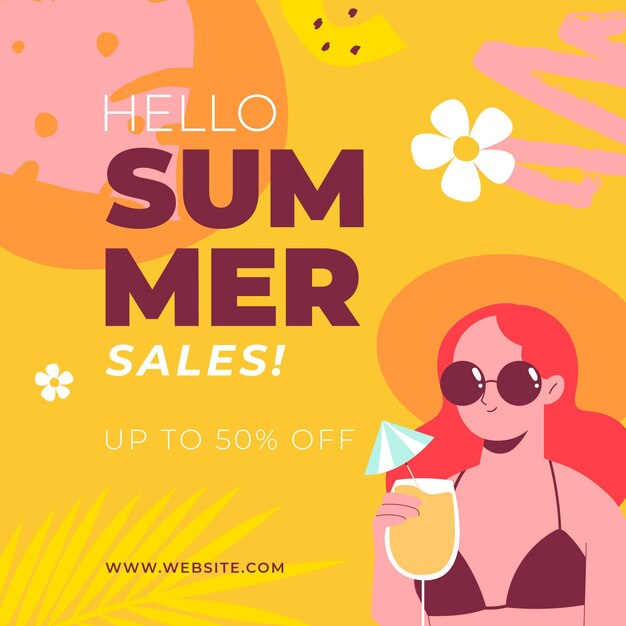 Hand drawn hello summer sale