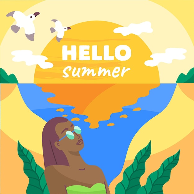 Hand drawn hello summer