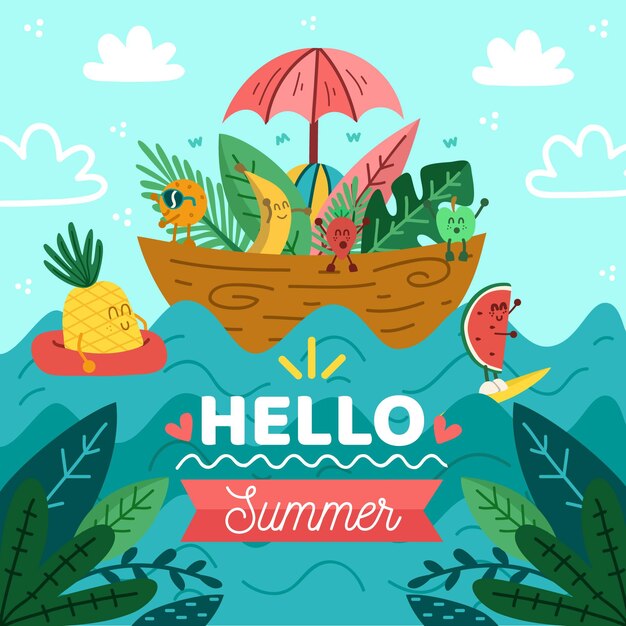 Hand drawn hello summer