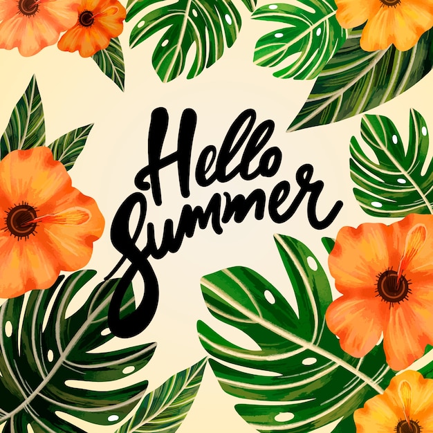 Hand drawn hello summer